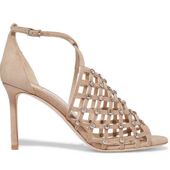 NEW JIMMY CHOO Crystal Caged Heeled - Glam Sandals for Wedding & Events - Picture 1 of 16